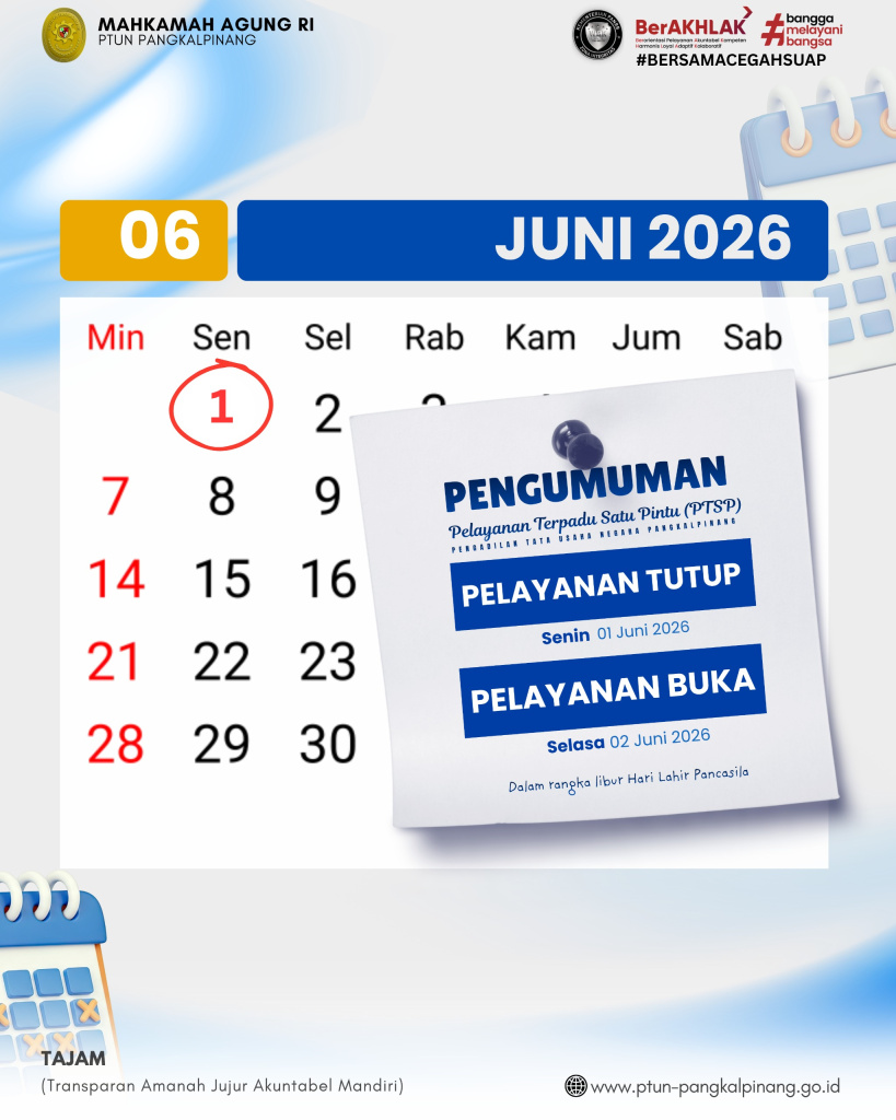 PENGUMUMAN LIBUR PELAYANAN TERPADU SATU PINTU (PTSP)
